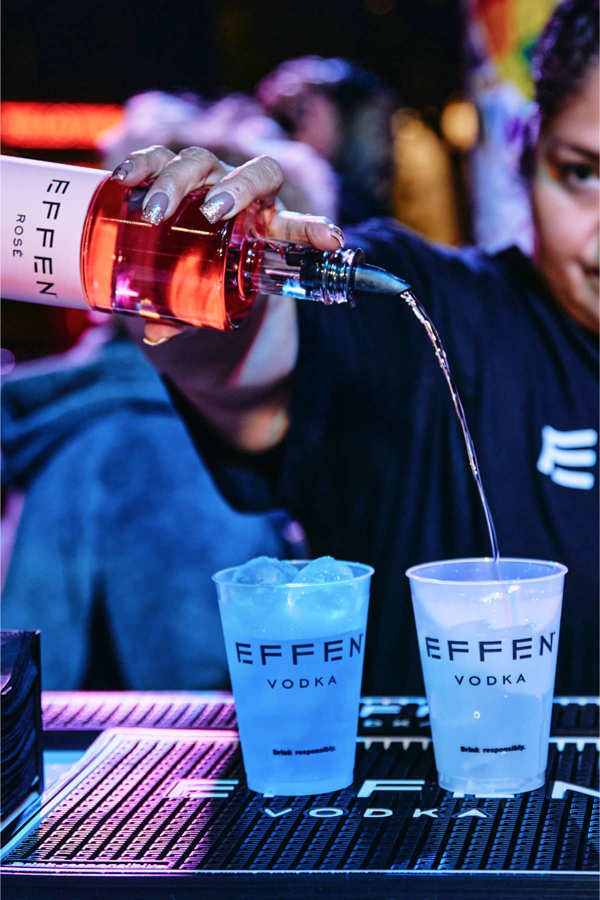 EFFEN bartenders making cocktails with EFFEN Rosé Vodka.